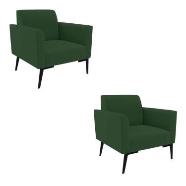 Imagem de Kit 2 Poltronas Pés Villach Marisa Veludo Verde D03 - D'rossi