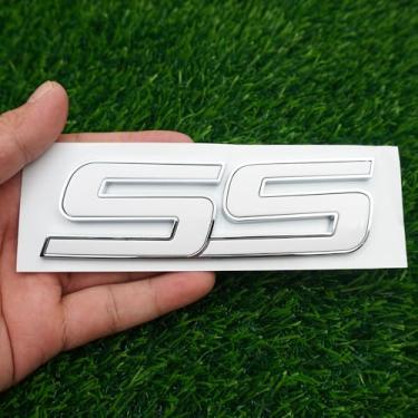 Imagem de 1 peça de reposição para crachá 3D emblema SS para porta da frente para 2006-2010 Impala Equinox HHR Carlo SSR Trailblazer 15211285 tamanho Origianl (branco)