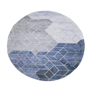 Imagem de Tapete Redondo Premium, Veludo Cristal, 160cm de Diâmetro, Antiderrapante, Estampa Sortida