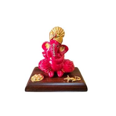 Imagem de Sahishnu Online & Marketing Estátua Ganesha para painel de carro, estátua de Ganesha para carro, casa, escritório, presente de Diwali, mini Ganesha Idol (vermelho)