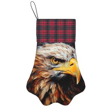 Imagem de SKKNT Meias de Natal com estampa de águia, animais de estimação, decoração de Natal, cães, gatos, árvore, presente conveniente