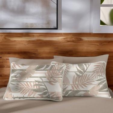 Imagem de Jogo De Cama Malha Queen Estampado Vivaldi 100% Algodão 03 Peças Chipre Bege