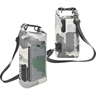 Imagem de Bolsa impermeável 2L para atividades ao ar livre, bolsa transversal, dois em um, bolsa impermeável para celular, bolsa de natação em PVC à prova d'água (Cinza, 2L)