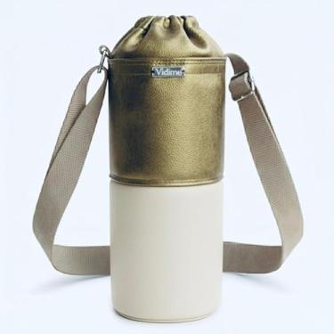 Imagem de Bolsa Térmica (OURO COM MARFIM) RAMIERE para Garrafa de 1 LITRO em Couro Sintético - Coleção Cores VERÃO 2026
