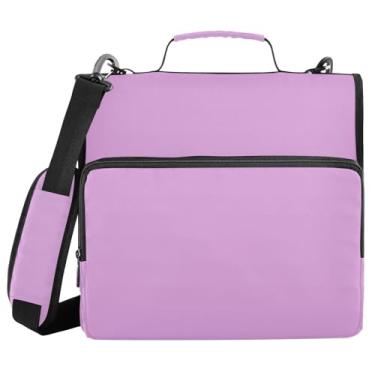 Imagem de Pasta com zíper magenta de lavanda média, bolsa de fichário com vários bolsos com alça de ombro e bolsa de anel