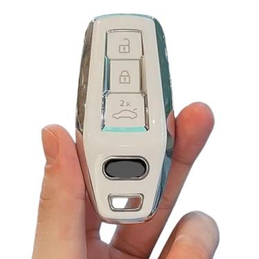 Imagem de Capa tpu para chave de carro, compatível com audi a3 a5l q6 a6l q5 2025, formato de carro, controle remoto, acessórios de proteção(F-white)