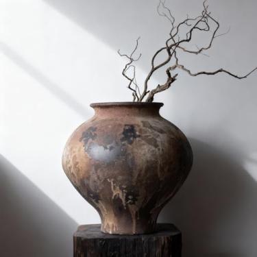 Imagem de Vaso de cerâmica enferrujado, vaso decorativo de cerâmica Wabi Sabi para centros de mesa, sala de estar, quarto, banheiro, decoração de fazenda retrô (28 cm)