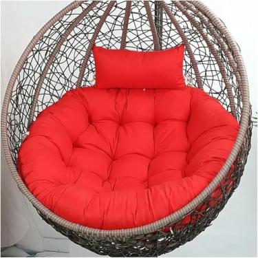 Imagem de Almofada para cadeira suspensa em formato de ovo, almofada redonda para cadeira de balanço com encosto de cabeça removível, 89 x 89 cm (35 x 35 polegadas).