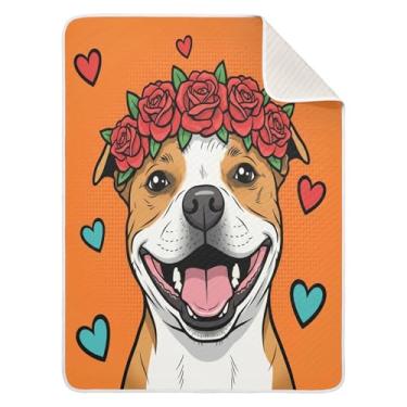 Imagem de Wassud Cobertor de bebê Joyful Rose Dog para meninos e meninas, macio para bebês e recém-nascidos, cobertor aconchegante de algodão essencial para berçário, viagem, berço, carrinho 76 x 101 cm