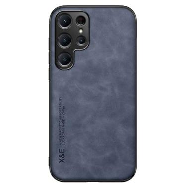 Imagem de POYUFRG Capa fina para Samsung Galaxy S26 Ultra/S26 Plus/S26, capa de couro retrô antirimpressão digital, capa de proteção de lente com tudo incluído, azul, S26 Plus