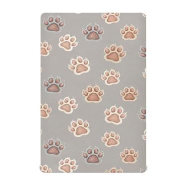 Imagem de SEHANY Lençol de berço fofo com estampa de pata de cachorro para meninos e meninas, macio, respirável, elástico, lençol com elástico padrão para bebês de 68 x 99 cm