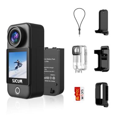 Imagem de SJCAM Câmera de ação de bolso C300, câmera corporal 4K, desligamento automático de tela, estabilização, à prova d'água, pequena vestível, câmera POV pequena, bateria dupla removível, tela sensível ao