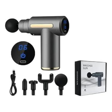 Imagem de Massageador Elétrico Profissional Muscular Pistola de Massagem Sem Fio 6 Velocidades 4 Cabeçotes com Maleta – Preto
