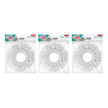 Imagem de Kit 3 Refil Esfregão Mop Giratório Fit Flash Limp Alta Absorção
