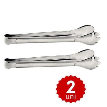 Imagem de Kit Pegador Multiuso Pinça em Inox 29cm para Salada Carne Pão Salgado 