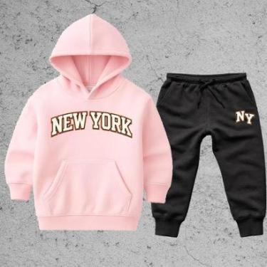 Imagem de Conjunto kit Infantil 2 Peças Blusa Moletom Calça moleton Look Completo Estampa New York Ny-Unissex