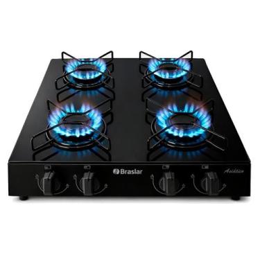 Imagem de Fogão Cooktop Asiático Vidro 4 Bocas Braslar, Preto