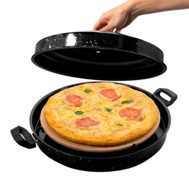 Imagem de Forno Portátil Para Pizza Colocar Fogão Churrasqueira Pedra Refratária
