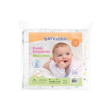 Imagem de Fralda De Pano 5 Unidades Bebê Estampada Berçinho 100% Algodão Cor:Neu