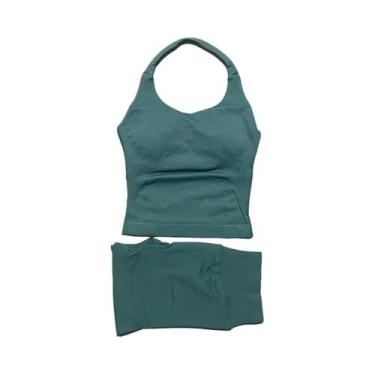 Imagem de Conjunto De Yoga Feminino Com Top Halter E Leggings Esportivas Sem Cos