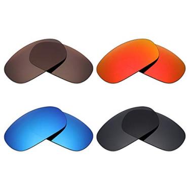 Imagem de 4 pares de lentes polarizadas de substituição Mryok para óculos de sol for Maui Jim Stingray MJ103 – Stealth preto/vermelho fogo/azul gelo/bronze marrom