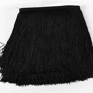 Imagem de 10 jardas/lote franja de renda borla borla de poliéster guarnição de renda fita diy cortina vestido latino vestuário de palco 15 cm/20 cm/30 cm de largura, preto, 15 cm de largura