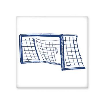 Imagem de Decalque brilhante de azulejo de cerâmica com padrão de rede de futebol azul