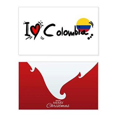 Imagem de I Love Colombia Bandeira da Palavra Love Heart Ilustration Holiday Merry Christmas Cartões de parabéns Mensagem de Natal