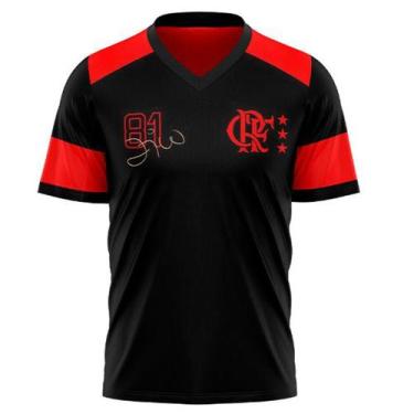 Imagem de Camiseta Braziline Nova Zico Retro Flamengo Infantil - Preto E Vermelh