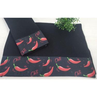 Imagem de Pano De Prato Guardanapo Black 2 Peças Barrado Estampado