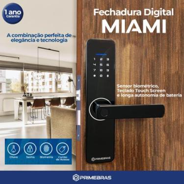 Imagem de Fechadura Digital Eletrônica Biométrica Primebras Para Madeira De Embu