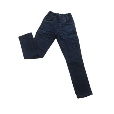 Imagem de Calça Jeans Infantil Menino Juvenil Masculina quadril amassadinho Lycra 4 a 14 anos azul marinho