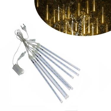 Imagem de 8 Tubos Luz Led 50Cm Cascata Efeito Gelo Natal Branco Quente