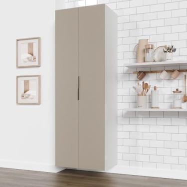Imagem de Armário Multiuso 2 Portas 70cm sem Rodapé Ipanema Cabecasa Madeiramadeira Fendi Trama/branco