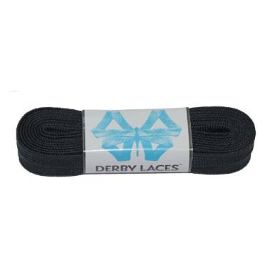 Imagem de Derby Laces Preto Sólido – Plano, 10 mm de largura, para botas, patins, patins e patins de hóquei (244 cm)