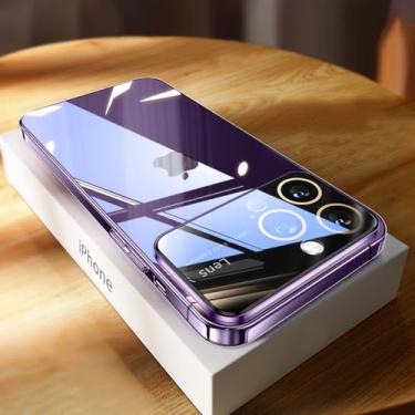 Imagem de Capa luxuosa de proteção de câmera de vidro temperado para iPhone 14 Pro Max 15 Plus iPhone 12 13 ProMax Capa traseira rígida de acrílico transparente, transparente, para iPhone 12Pro Max