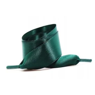 Imagem de Silk Satin Shoelaces Width Ribbon Flat Laces Women Boots Sneakers Shoelace Shoe Accessories (Color : Dark Green, Size : 80cm)