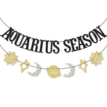Imagem de Faixa de temporada de aquário, decorações de aniversário de aquário, decorações de festa do signo do sol e da lua, decoração de aniversário com tema de constelação, faixa de aniversário de janeiro e