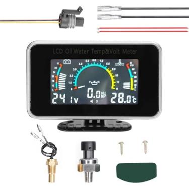 Imagem de Medidor LCD de carro 3 em 1, medidor digital de pressão de óleo, voltagem, temperatura da água, instrumento universal 9-36 V para carro, caminhão, SUV, RV