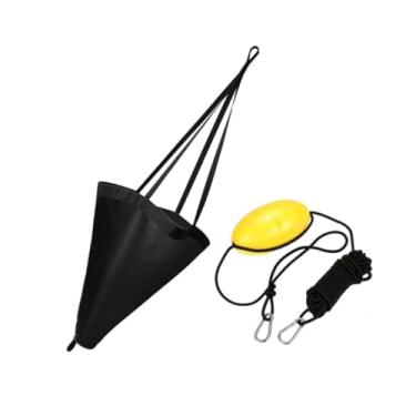 Imagem de Pegciuho Kit de âncora de Barco de Pesca de Canoa à Deriva com Corda de Reboque de 30 Pés Acessórios Leves para Pesca de Caiaque Material de PVC Portátil, 32 polegadas Preto