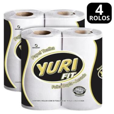 Imagem de Papel Toalha Yuri Fit Folha Dupla-Aerado 4 rolos com 50 Folhas cada