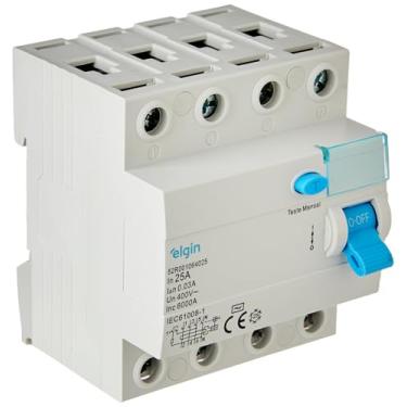 Imagem de IDR 30mA tetrapolar 25A Elgin - Interruptor Residual Diferencial, 4 Polos, 25 Amperes
