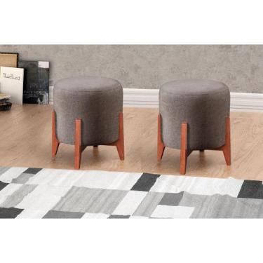 Imagem de Puff Banqueta Thor Luxo em Madeira Maciça Castellar Móbile, Cappuccino