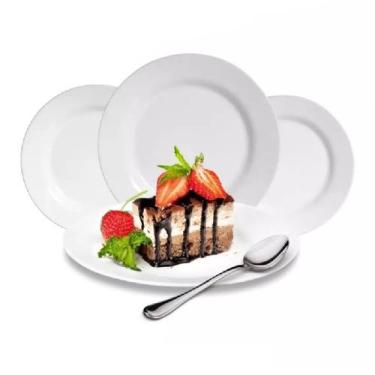 Imagem de 6 Pratos Sobremesa Melamina Branco Basic 18cm Restaurantes - Lyor