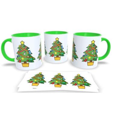 Imagem de Canecas Verde de Porcelana Personalizadas Arvore de Natal - Estampa Su