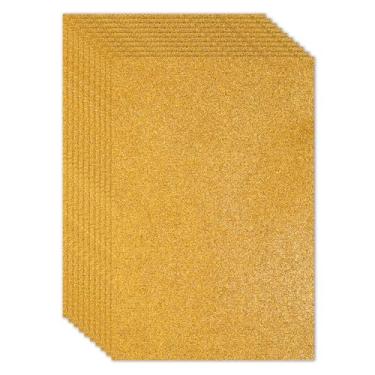 Imagem de PATIKIL Folha de espuma com glitter EVA brilhante dourado 28 x 20 cm de espessura com adesivo traseiro brilhante EVA Glitter feltro para projetos de artesanato DIY, 10 peças