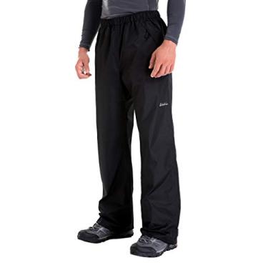 Imagem de Calça de chuva masculina da Clothin, à prova d'água, com elástico na cintura, cordão com bolsos frontais com zíper, básico, isolado, treino, Black-1, Medium/31" Inseam