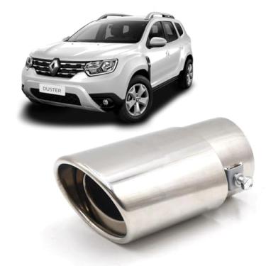 Imagem de Ponteira Universal Reta para Escapamento de Carro, Bocal Ovalado, Encaixe de 6,2 cm, Azul Iridescente (Cromado)