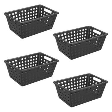 Imagem de Kit 4 Cestas Caixas Organizadoras Grande Multiuso One Coza, Preto