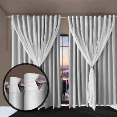 Imagem de cortina para varão em tecido blackout Bia 5,70 x 2,90 branco - Bravin 